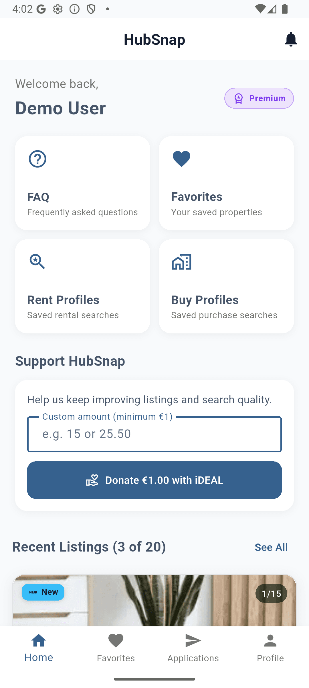 HubSnap home screen preview